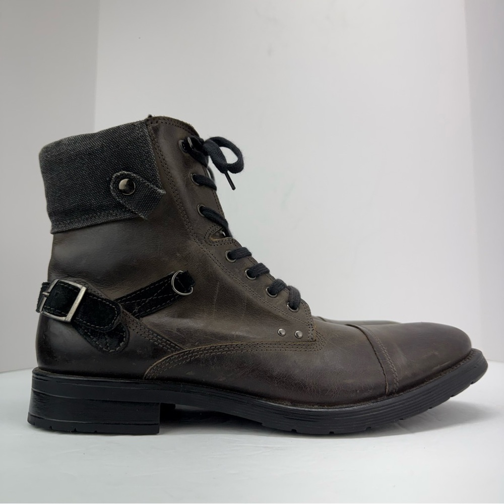 Bar III size 10.5 Men’s Gray Distressed Leather Cap Toe Lace Up Utility Boots